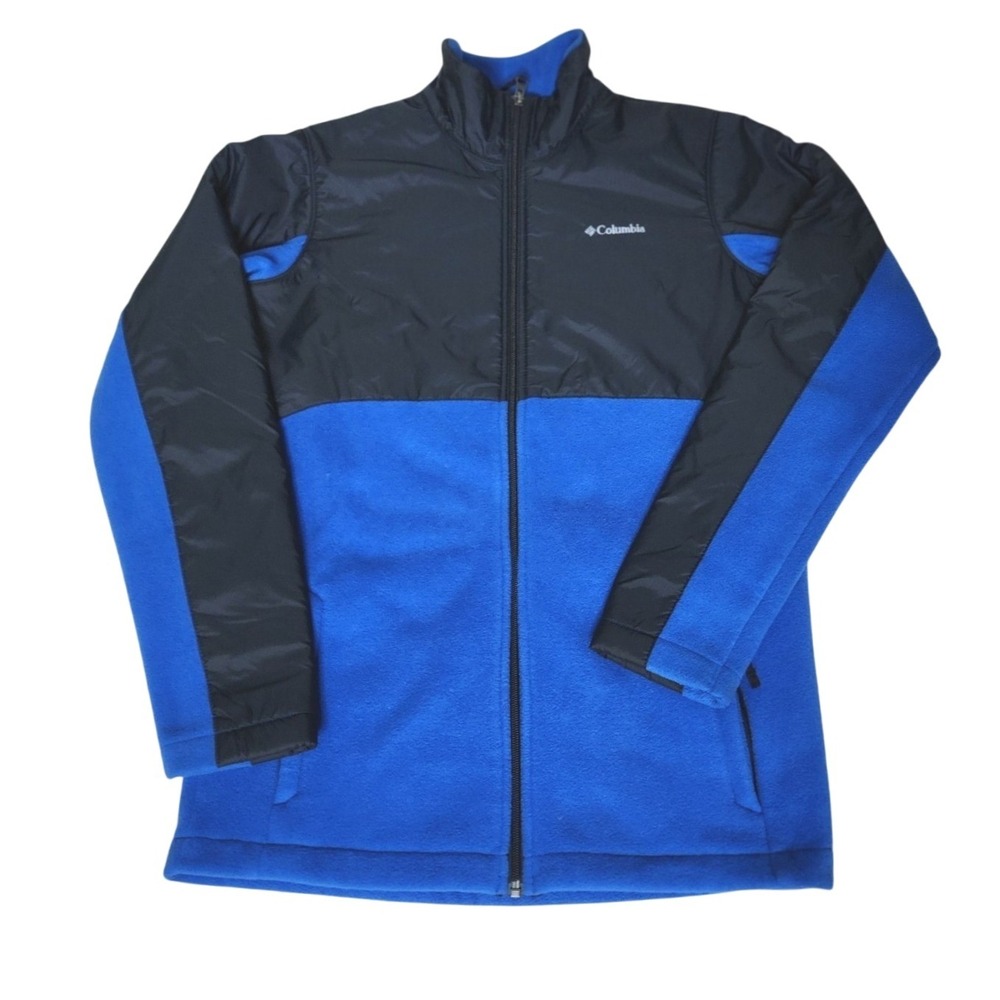 Columbia Boys Fleece Jacket XL 18/20 Black Blue Full Zip Outdoor Sport